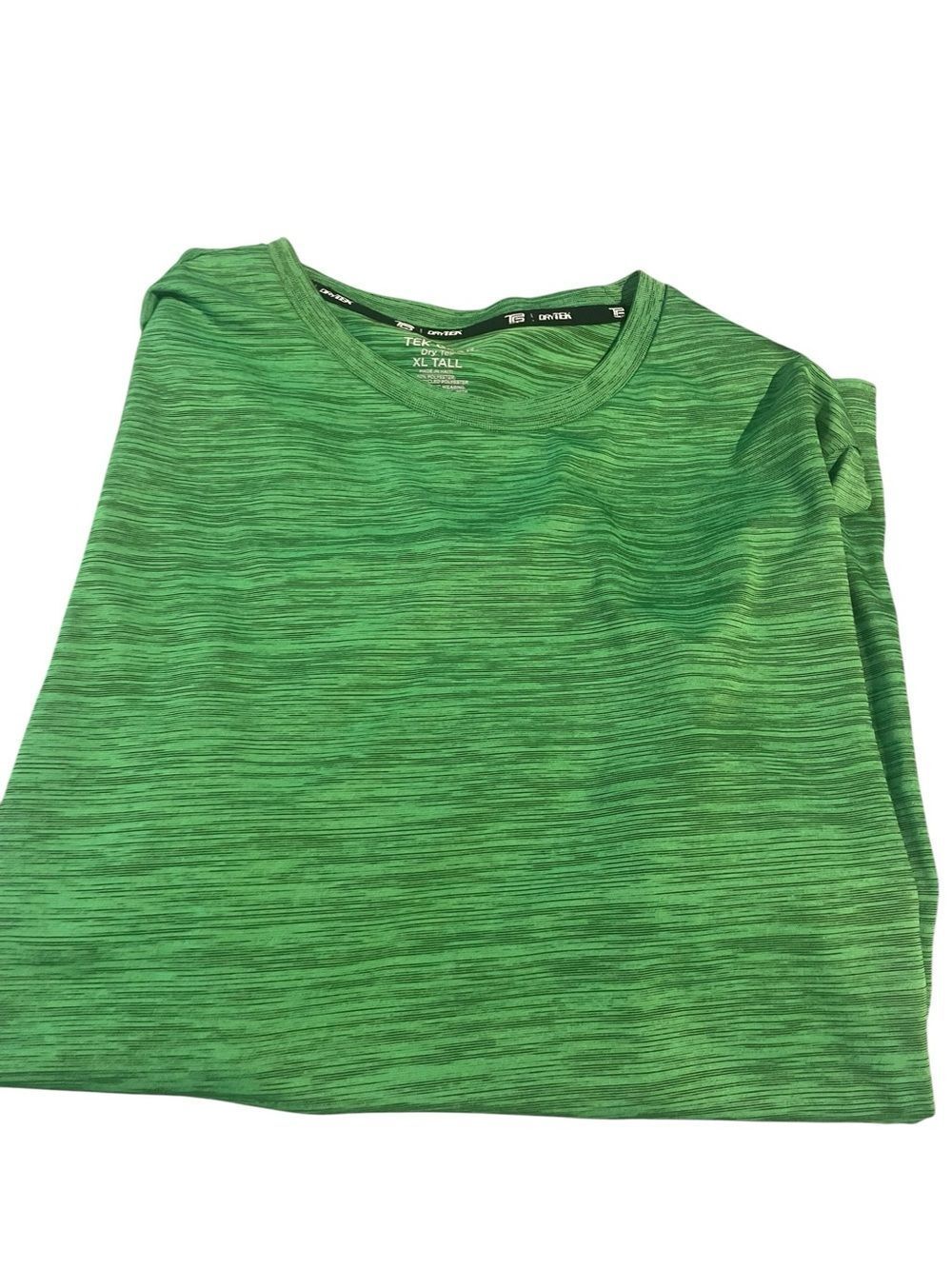 tek gear Men's Green Space-Dyed Crew Neck Shirt XLT